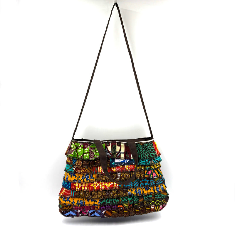 アフリカンプリント・フリル・スクエアバッグ - １ -
