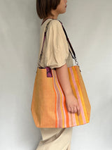 リバーシブル・ビッグトート - ストライプオレンジ -