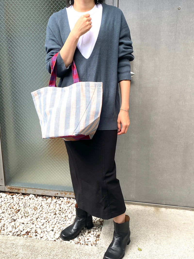 Kiki Blue Stripe Bucket Tote