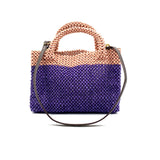 Paper bead two-tone bag with strap - Sakura x Murasaki -