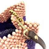 Paper bead two-tone bag with strap - Sakura x Murasaki -