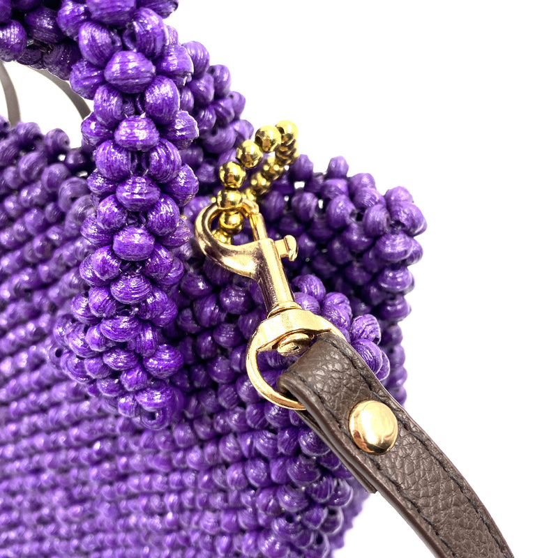 Paper bead colorful bag with strap - Murasaki -