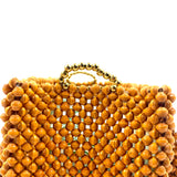 Paper bead colorful bag with strap - Yellow -