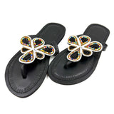 カラフル・ビーズ・サンダル - ノワール・フラワー -