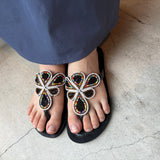 カラフル・ビーズ・サンダル - ノワール・フラワー -