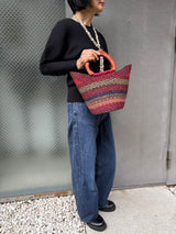 エレファントグラスバスケット S - ピンク＆ホワイト -