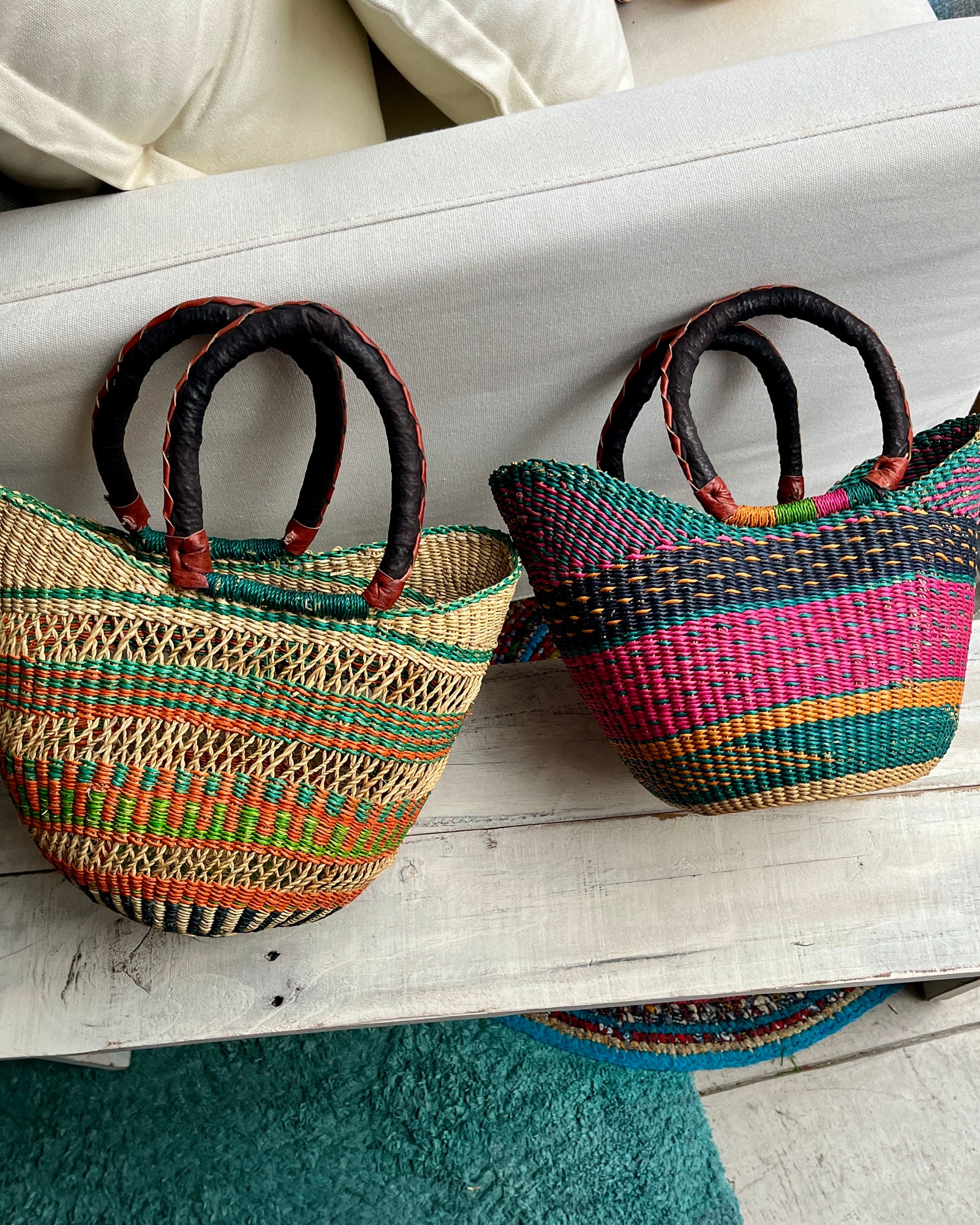 エレファントグラスバスケット S - オレンジ＆ネイビー - – リッチー