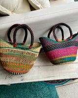 エレファントグラスバスケット S - オレンジ＆ネイビー -