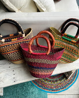 エレファントグラスバスケット S - オレンジ＆ネイビー -