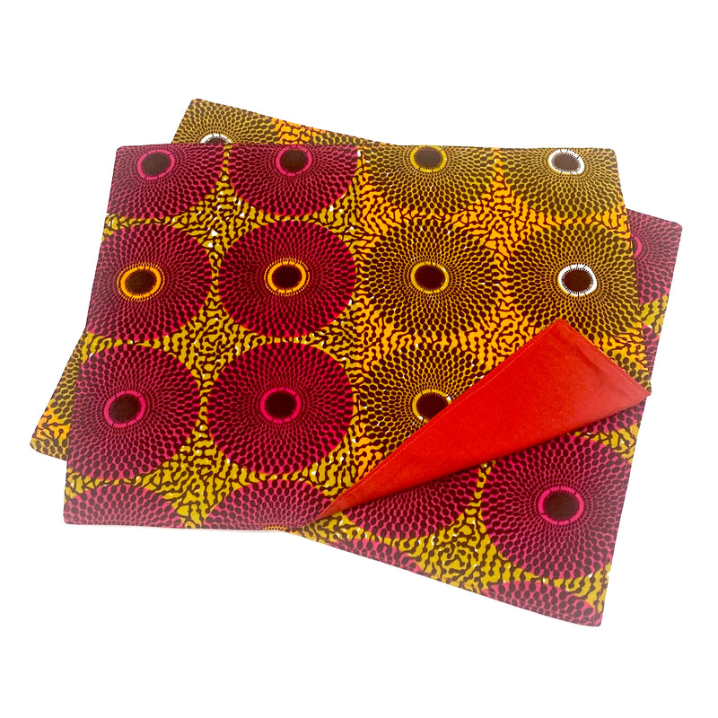 Luncheon mat (2 pieces set) -Ee pink yellow & orange yellow-