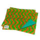 Luncheon mat (2 pieces set) -Wave lime green & orange-