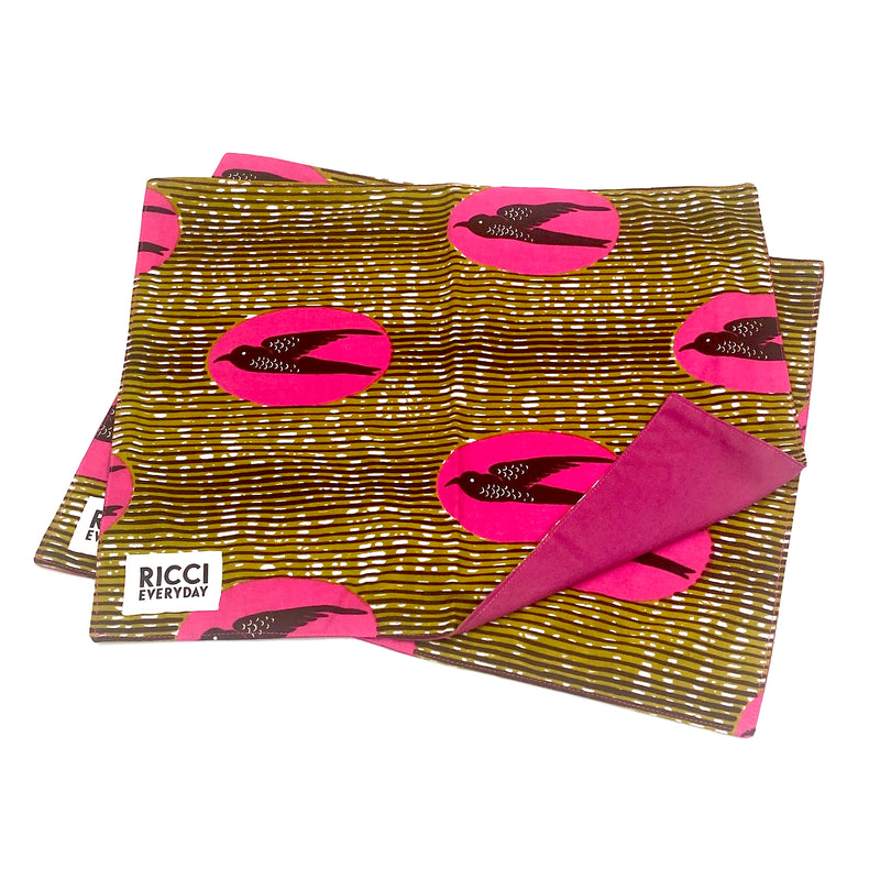 Luncheon mat (set of 2) -Swallow / yellow & pink-