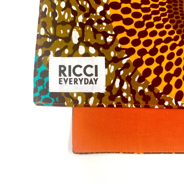 Luncheon mat x coaster set -Big Eye Turquoise Orange & Brown A-