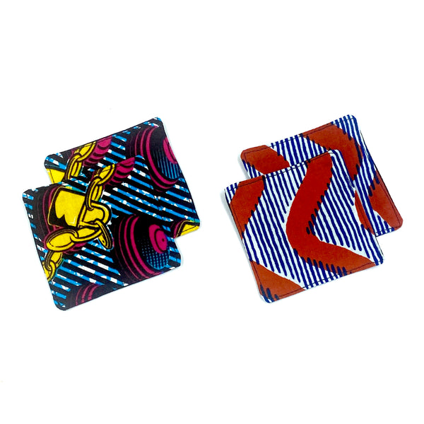 [Interior collection] Coaster (set of 4) -Sealet key blue & pink+wave blue & red-