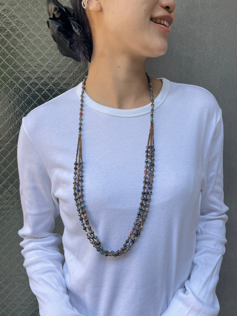 Paper-Beaded・Kristin necklace short - Blue -