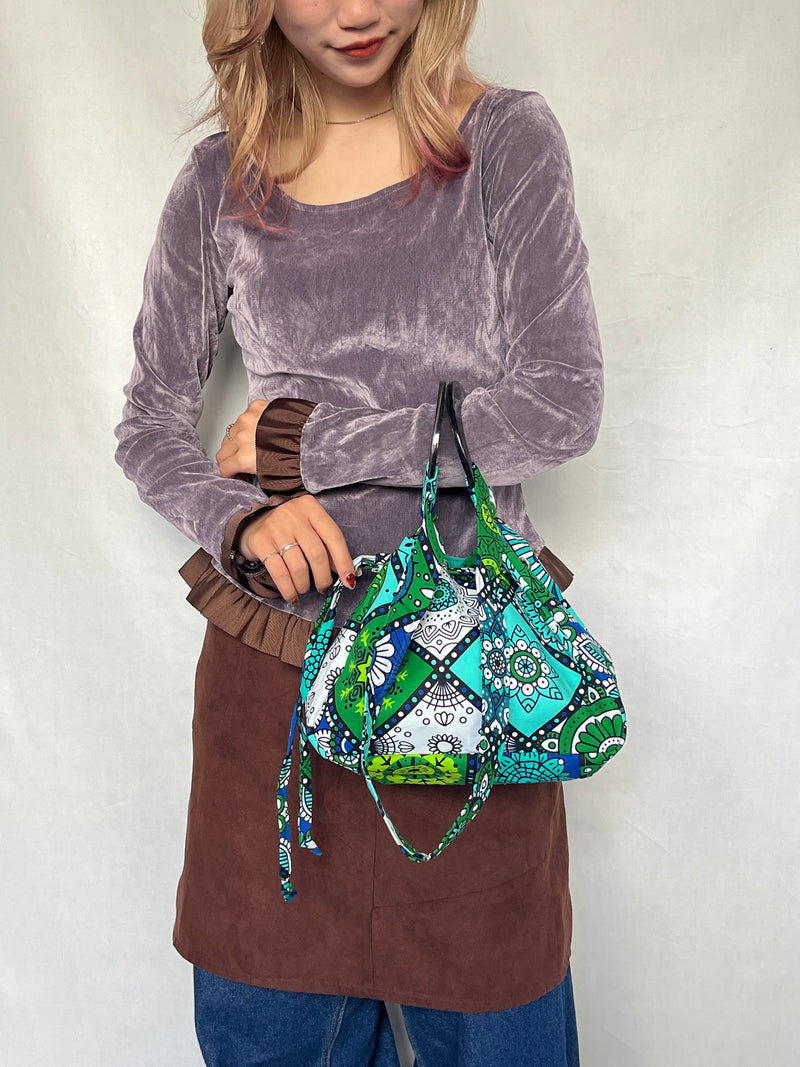 プリント・バルーンバッグ - 幾何学・森の万華鏡 -