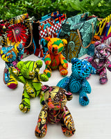 アフリカンプリント・テディベアw/ギフトバッグ - サファリ・ドット -