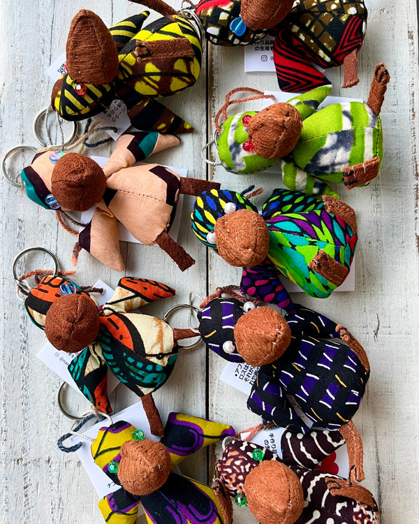 ハシビロコウ・バーククロス・キーホルダー - トロピカルリーフ -