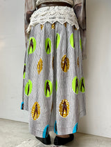 Abu Dhabi Gather Skirt -Swallow / White & Yellow Green Blue-
