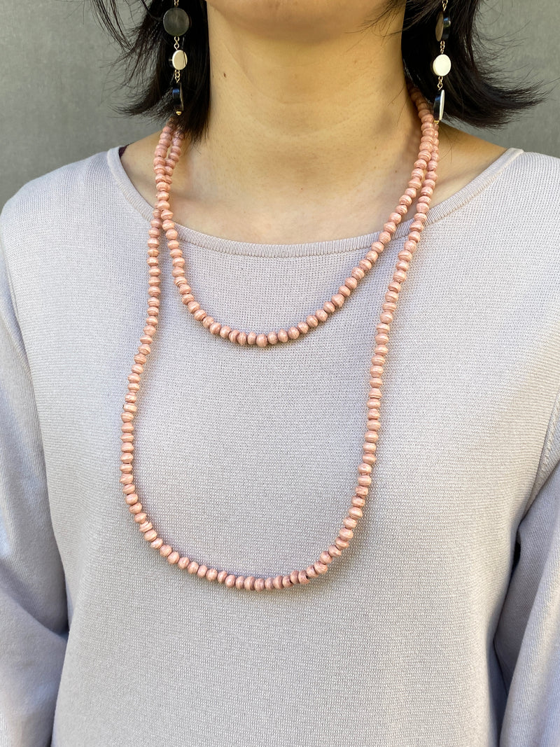 Paper Beads Beatrice Necklace -Mint Green & Salmon Pink-