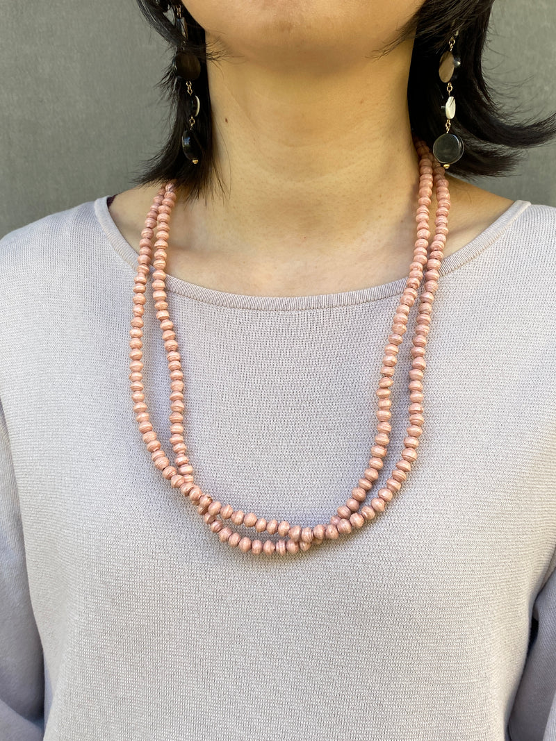 Paper Beads Beatrice Necklace -Mint Green & Salmon Pink-