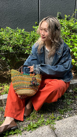 エレファントグラスバスケット S - イエロー&グリーン -