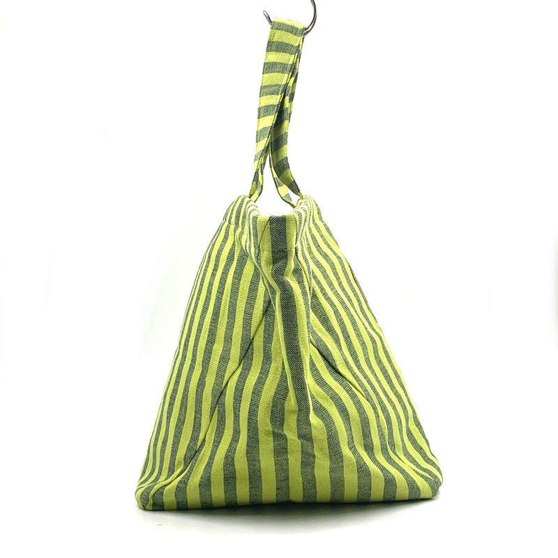 Kikoi Striped Bucket Tote - Green -