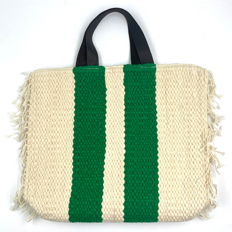 Crochette Stripe Bag - Green & White -