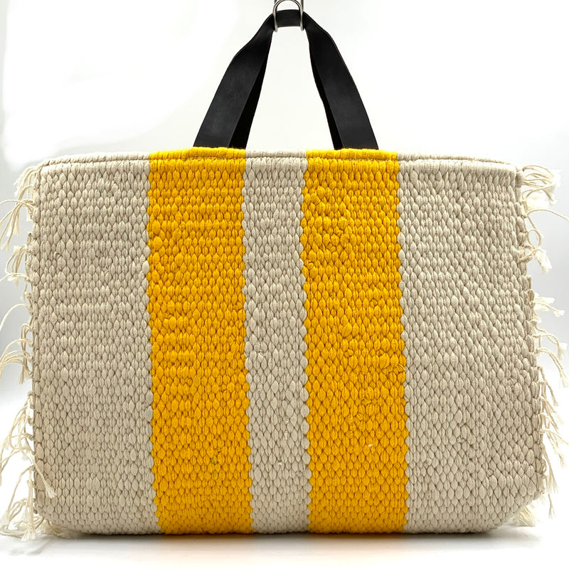 Crosshet Striped Bag-Yellow & White -