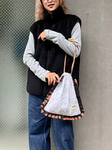 【saruche】ショッパーバッグM - ホワイト・チューリップ -