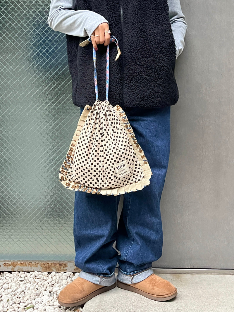 【saruche】ショッパーバッグM - ドット・ベージュ -