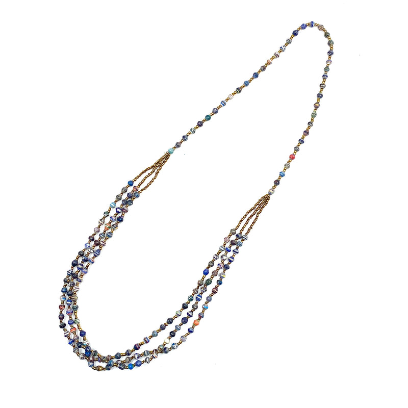 Paper-Beaded・Kristin necklace short - Blue -