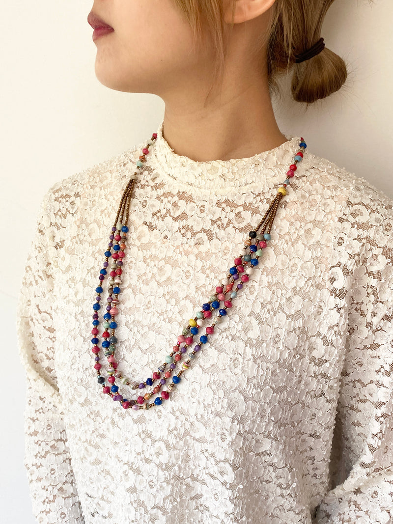 Paper-Beaded・ Christine Necklace -Colorful Candy-