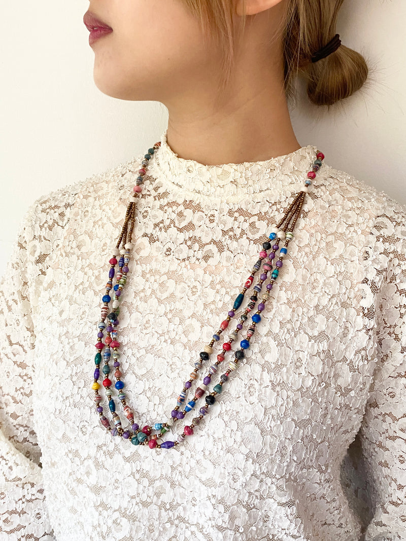 Paper Beads Christine Necklace -Cotton Candy-