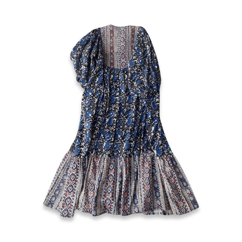 No.33【saruche】ひし形キルトワンピース - ネイビーブラック -