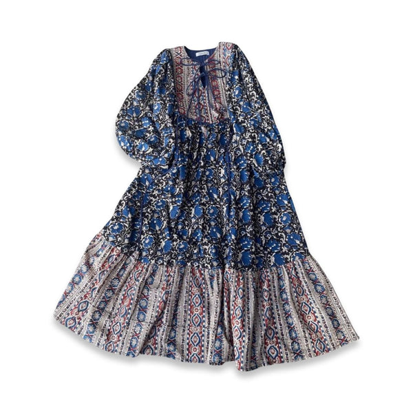 No.33【saruche】ひし形キルトワンピース - ネイビーブラック -