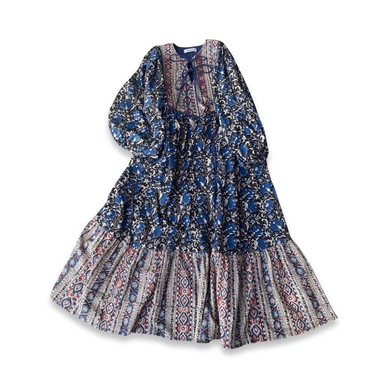 No.33【saruche】ひし形キルトワンピース - ネイビーブラック -