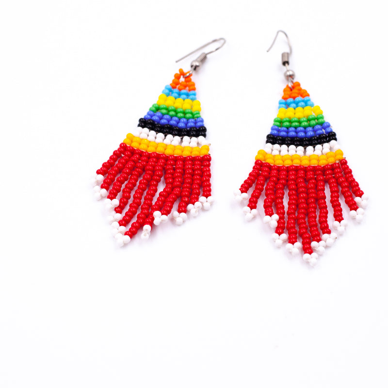 Masai Beads Pierce Short -Red & White-