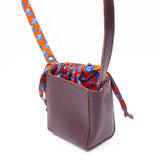 レザー・ミニ・ポシェット - ホロホロ・ブルー＆オレンジ -