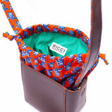 レザー・ミニ・ポシェット - ホロホロ・ブルー＆オレンジ -