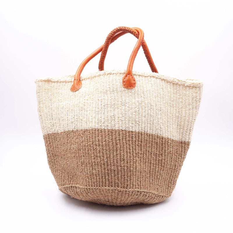 Sizar Two Tone Marche Bag L -White & Beige-
