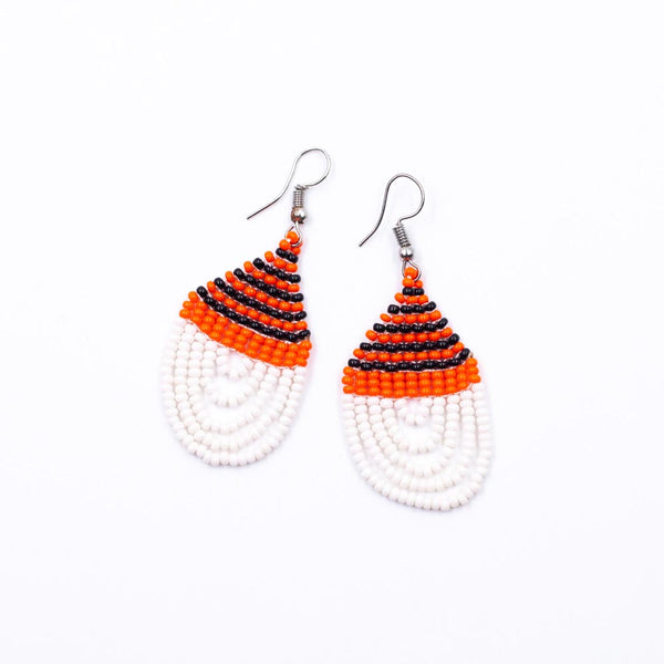 Masai Beads Pierce Circle -White & Orange & Black-