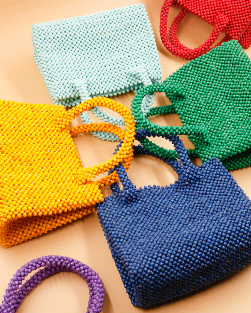 Paper Beads Colorful Bag -White-