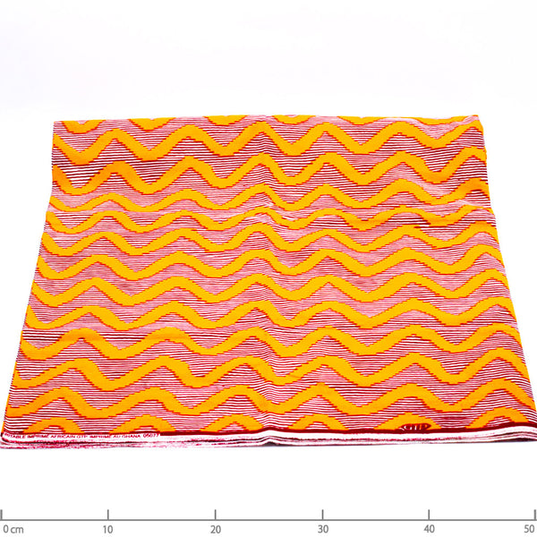 African print fabric -Wave Brown & Yellow--