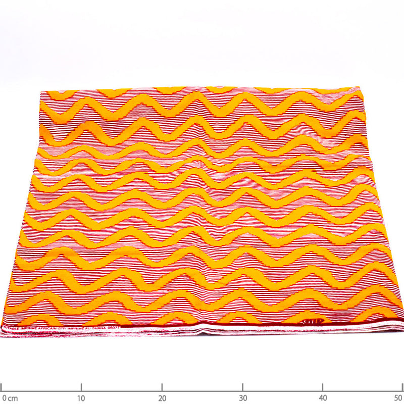 African print fabric -Wave Brown & Yellow--