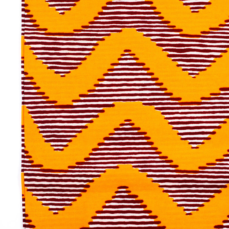 African print fabric -Wave Brown & Yellow--