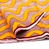 African print fabric -Wave Brown & Yellow--
