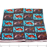 African print fabric -Horohoro Bird / Navy & Sky Blue-