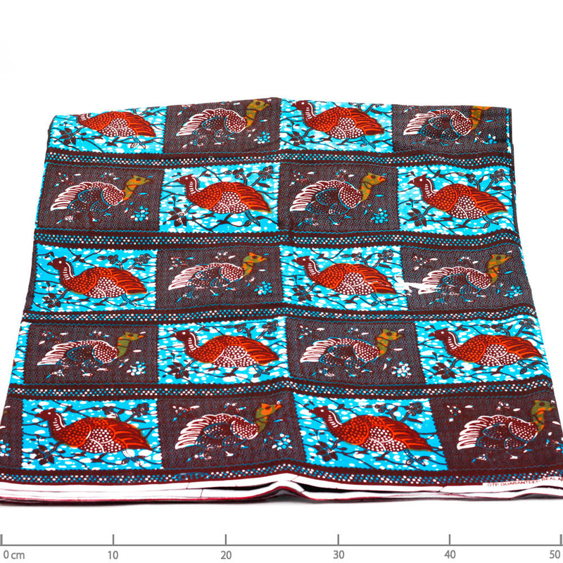 African print fabric -Horohoro Bird / Navy & Sky Blue-
