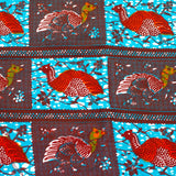 African print fabric -Horohoro Bird / Navy & Sky Blue-